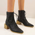 Martin Boots Women Thick Heel Pointed Toe Zipper